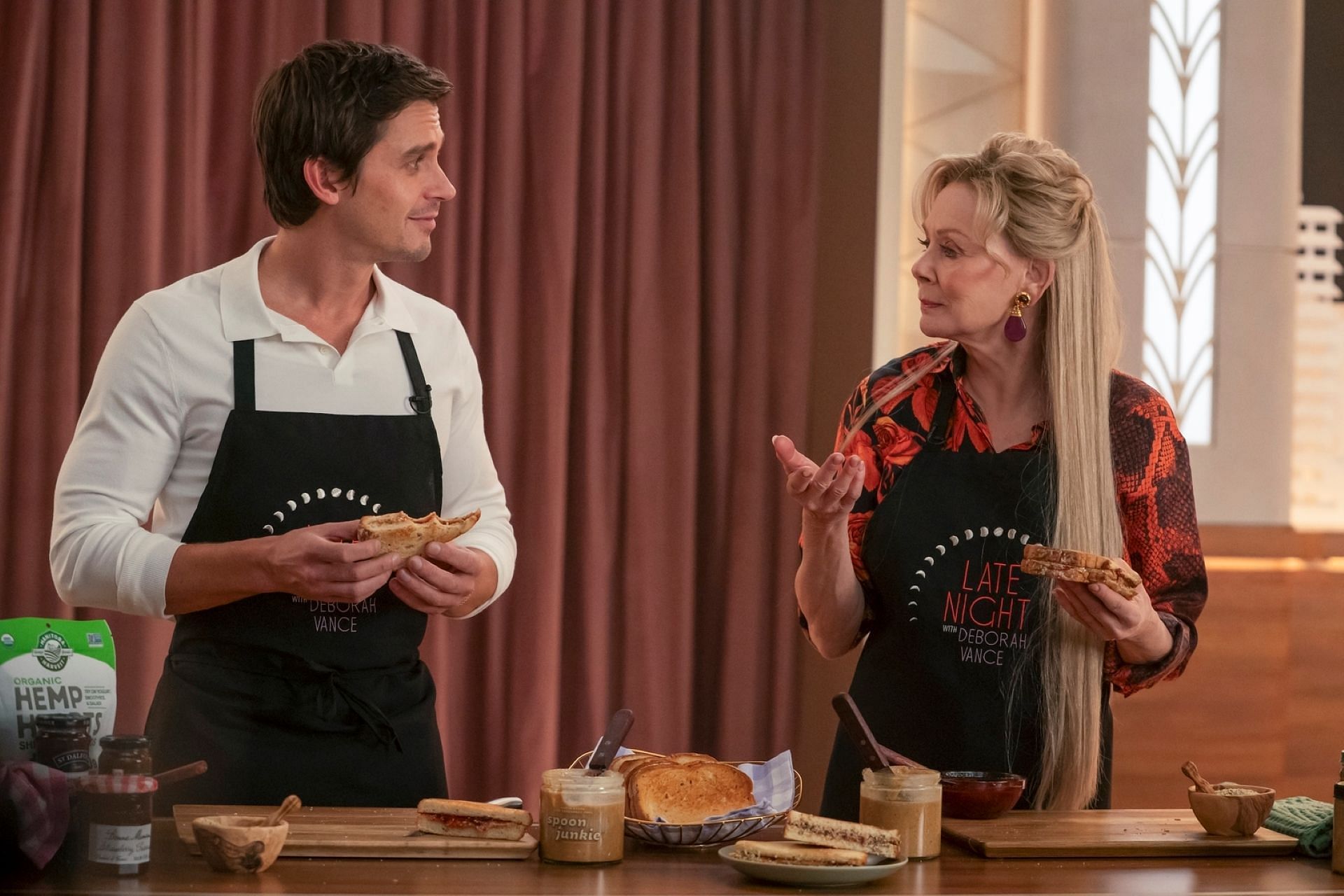 Antoni Porowski and Deborah Vance in Hacks season 4 (Image via Max)